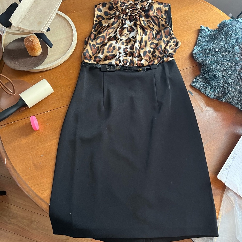 Voir Voir Leopard and Black Pencil Skirt